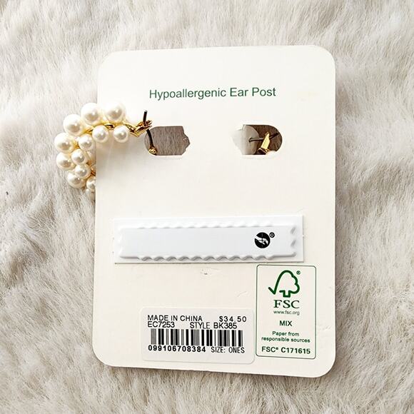 NEW J. Crew Layered Mini Pearl Cluster Hoops - Picture 4 of 7